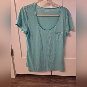 New Covington Aqua Scoop Neck Pocket T-Shirt